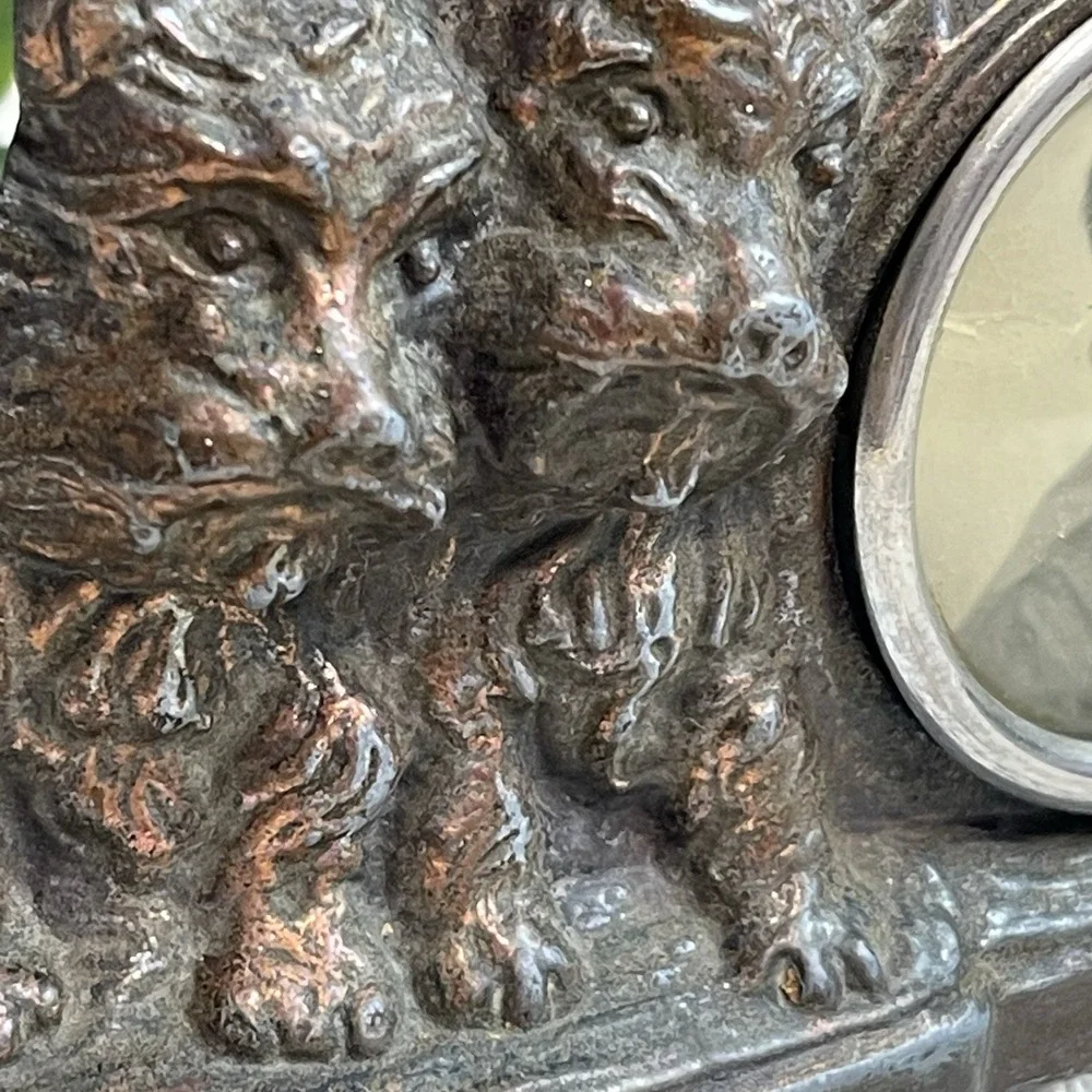 Vtg Art Deco Scottie Dog Picture Frame Cast Metal Antique Scottish Terrier Desk